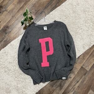 Victorias Secret PINK Size Small Wool Blend Appliqué Collegiate Varsity Sweater